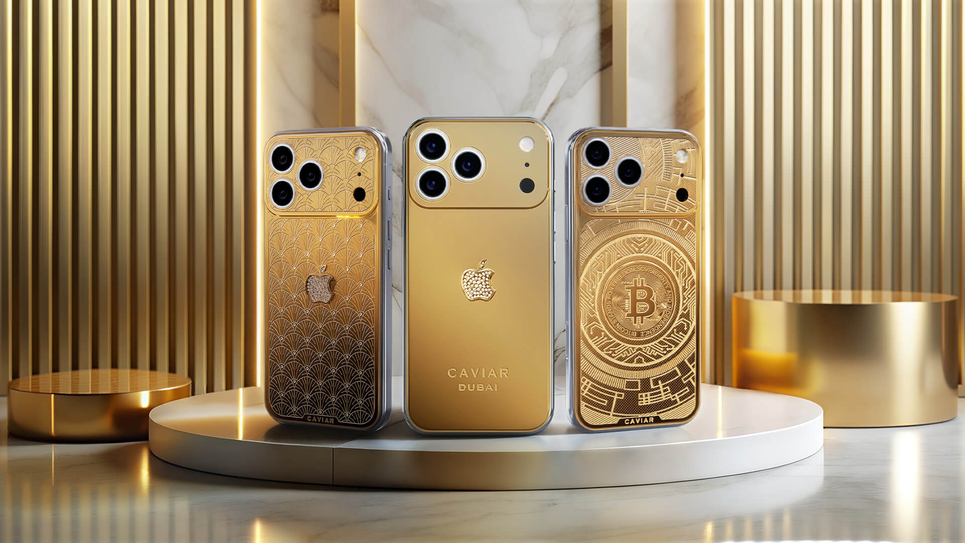 Caviar выпустил золотые iPhone 17 – слиток, биткоин и дубайская пальма. 